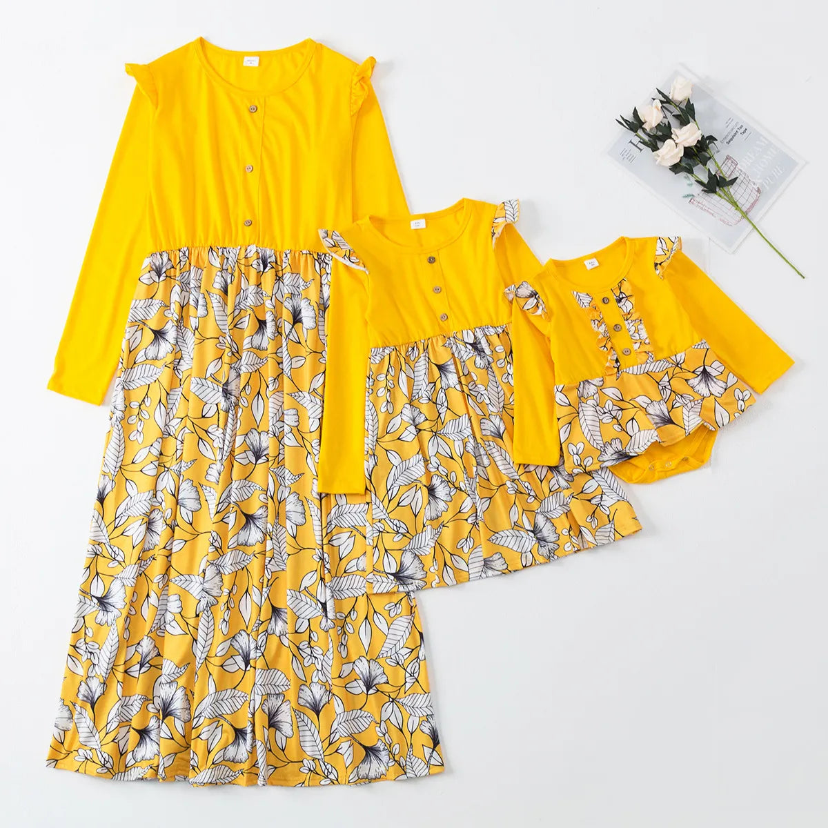 Matching Clothes Floral Print Dress Casual