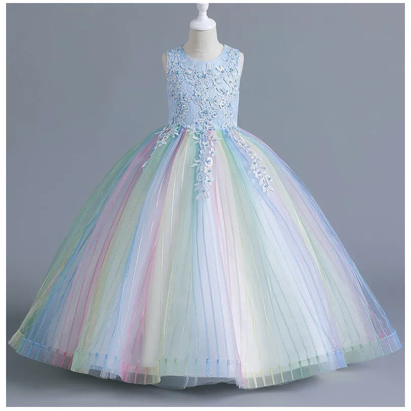 Flower Rainbow Embroidery Dresses