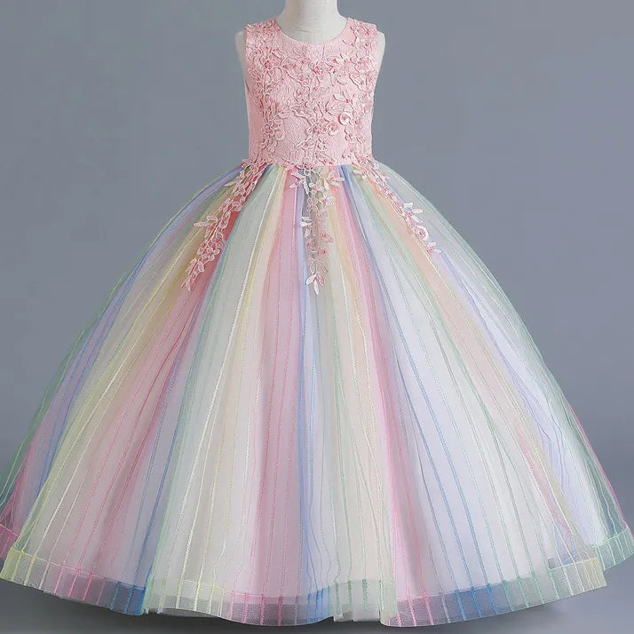 Flower Rainbow Embroidery Dresses