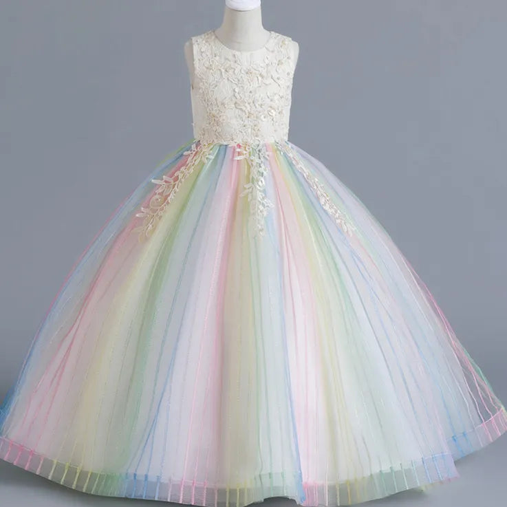 Flower Rainbow Embroidery Dresses